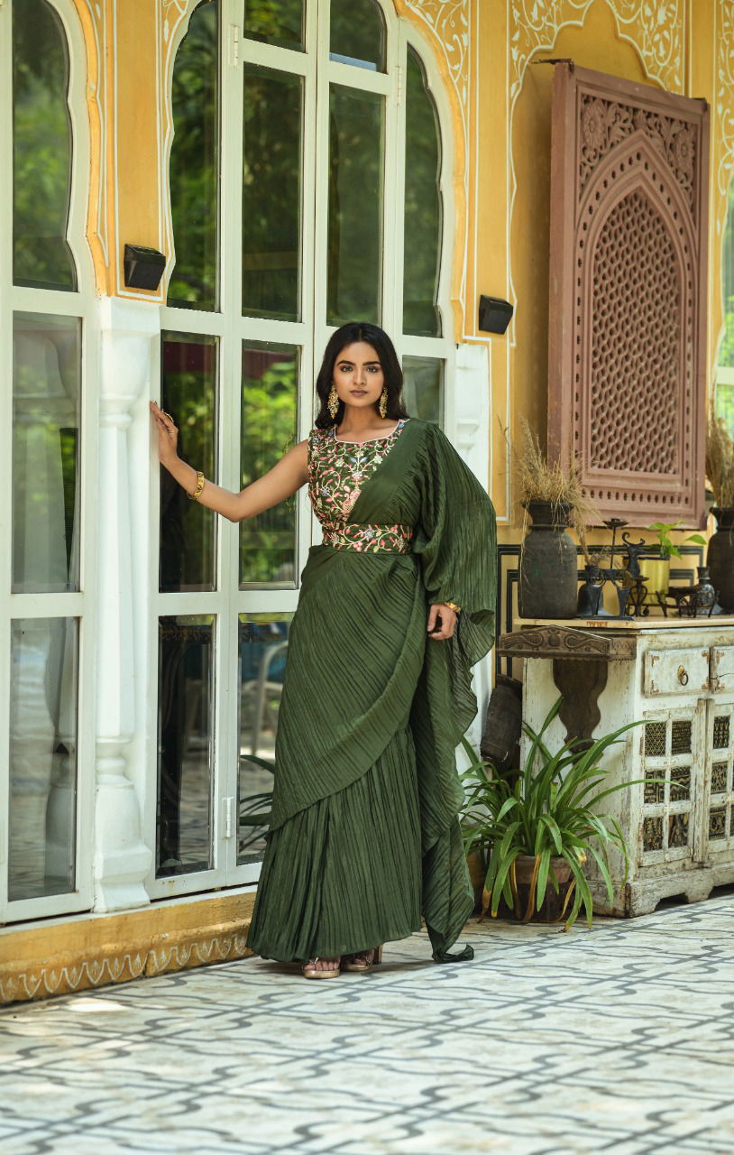Zara 04 Fancy Designer Embroidery Ruffle Wholesale Party Wear Sarees